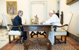Pope Francis meets with David Sassoli, president of the European Parliament, June 25, 2021. Vatican Media.